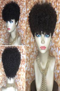 Stock new Capelli veri umani Corti Bob Pixie cut Parrucche brasiliane Glueless Nessuna parrucca anteriore in pizzo afro-americana4207775