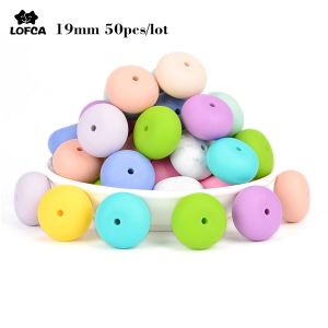 Colares LOFCA 50 pçs/lote 19mm Abacus Contas de Silicone BPA Livre Lentilhas Macias Mastigáveis Contas Orgânicas Mordedor Para Colar Bebê Dentição Brinquedos