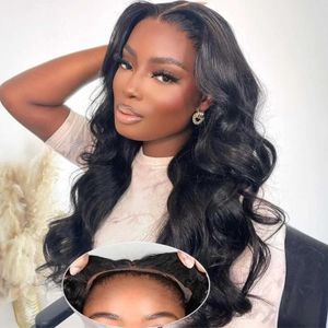 Syntetyczne peruki noszą i idź bezskrową falę koronkową Perukę Zamknięcie 55 6x4 HD Lace Closure Par Preucked linia linia włosów Pre -Cut Pargs Human Hair Peruki 240329