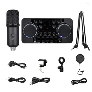 Microphones -Mini Cell Phone Sound Card Audio Set Interface External USB Live Microphone With Stand For PC