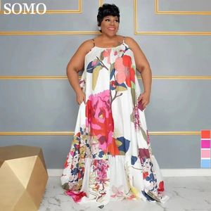 Somo 2023 verão roupas moda impresso vestidos tamanhos grandes casual halter maxi vestido longo beachwear atacado gota 240312