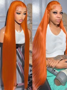 30 40 Inch Ginger Orange Bone Straight 13x6 Lace Front Human Hair Wigs Blonde 13x4 HD Transparent Lace Frontal Wigs