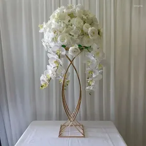 Placas decorativas mesa de flores centro de casamento ouro alto