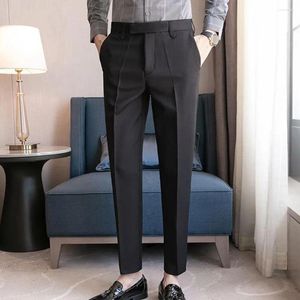 Ternos masculinos calças de casamento do noivo elegante estilo britânico terno calças com bolsos laterais para eventos formais de negócios tecido macio