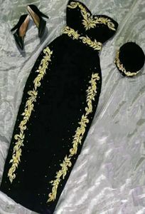 Pequeno vestido preto argelino vestidos de cocktail árabe ouro apliques veludo verde vestido de baile karakou marroquino caftan festa dr8045454