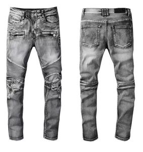 Jeans Denim-Hosen Herren-Designer-Jeans Designer-Herren-Jeans der Marke Washed Grey Slim-Leg-Denim-Hosen Fashion Club-Kleidung Männliche Hip-Hop-Röhrenjeans für Motorradfahrer