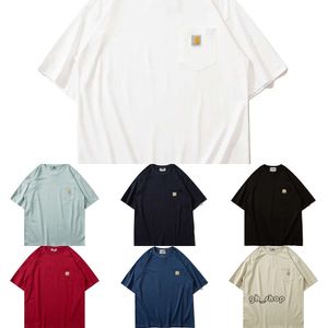 カーハートTシャツの夏プラスティーTシャツ標準ポケット半袖ユニセックスリラックスノルスアメリカブランドコートクラシックレターコットンクルーネック5491