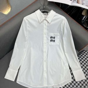 designer shirts women shirt fashion pocket letter embroidery long sleeve Shirt loose slim fit commuter luxury coat tops