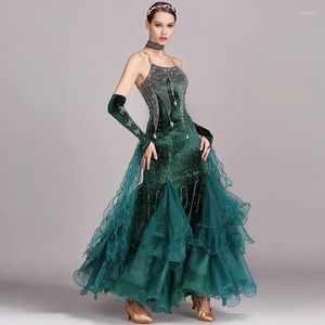 Stage Wear Modern Dance Dress Large Swing Diamond Inlaid Performance Standard Ballet Leotard Ballroom Competition Dresses