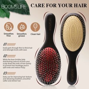 Steel Hair Brush Women Custom Name Wood Hair Brush Metal Stainless Pin Hairbrush Head Scalp Massage Comb Brosse Cheveux Femme 240314