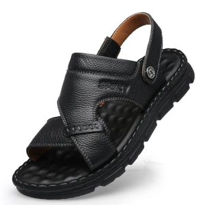 صندل 2021 الصيف الجديد من الجلد الأصلي nonslip sandals النعال الناعمة السفلية الناعمة