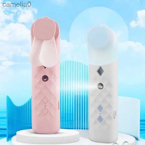 Electric Fans 2 In 1 Portable Mini Fan Humidifier USB Rechargeable Handheld Fan Water Spray Mist Fan Face Steamer Air Conditioner Cooling FanC24319