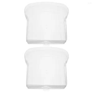 Plates 2 Pcs Sandwich Containers Box With Lid Case For Lunch Boxes Holder Sealable Toast