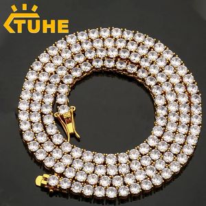 4mm 5mm 6mm de largura moda cobre gelado para fora zircão cúbico tênis corrente colar rosa ouro prata cor atacado gota 240313