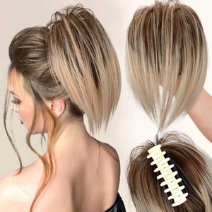 Synthetic Wigs Hair Accessories Messy Bun Hair Piece Claw Clip in Hair Buns Hair Piece for Women Straight Short High Ponytail Tousled Updo Faux Hair 240328 240327