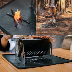 Mat utomhus camping eldfast grillmatta värmeisolering glasfiber ember matta hög temperatur flamskyddande skyddsduk