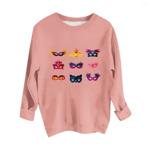 Women's Hoodies Carnival Sweatshirts Woman Casual Fashion Long Sleeved Printed Pullover Hoodie Top Mask Y2k Clothes