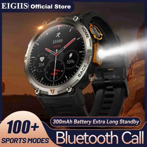 Wristwatches EIGIIS Bluetooth Call Smart Full Touch Screen Health Monitor Watch with Flashlight Men SmartWatch for IOS Android 240319
