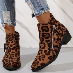 Stivali da donna stivali stivali stivali stivali per leopardo retrò 2023 scarpe con piattaforma con cerniera con cerniera di moda autunno primaverili