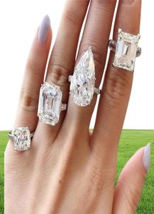 Åtta snittstilar 100 925 Sterling Silver Diamond Wedding Engagement Cocktail Women Created Moissanite Rings Fina smycken 5355827