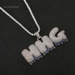 Anpassad guldpläterad Hip Hop Sterling Sier VVS Diamond Round Letter Moissanite Name Pendant