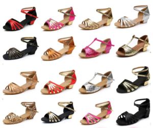 Schuhe 14 Farben Kinder Latin Dance Schuhe Ladies Mädchen Ballsaal Danz Schuhe Sandalen Tango Jazz Salsa Performance Dancing Sandalen 3cm