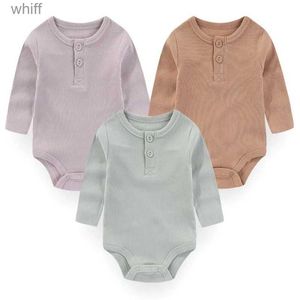 Rompers Unisex Solid Color Cotton Baby Boy Clothes Sets 3 Pieces 0-24M Baby Girl Clothes Newborn Baby Rompers Long Sleeve ActiveC24319