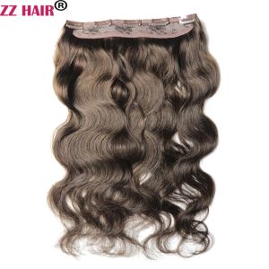 ピースZzhair Clips 100％Brazilian Human Remy Hair Extensions 16 