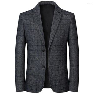 Men's Suits 2024 Men Plaid Blazers Single Breasted Two Buttons Pockets Business Formal Suit Jacket Coat For Party Wedding Clothes