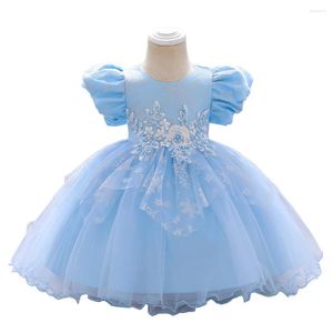 Girl Dresses Kids Toddler Birthday Elegant Dress For Baby Flower Short Sleeve Bridemaid Princess Tulle Girls Wedding Prom Gown