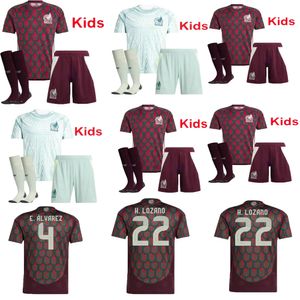 Mexiko 2024 Copa America RAUL CHICHARITO Fußballtrikots 2023 LOZANO DOS SANTOS 24 25 H.LOZANO Kinder-Fußballtrikots Uniformen Fans Version