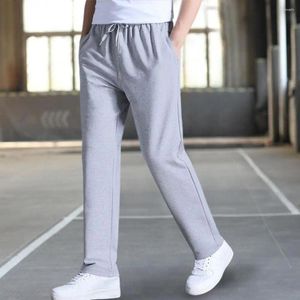 Calças masculinas moda secagem rápida mid-rise costura fina simples casual perna reta verão calças compridas esportes versátil