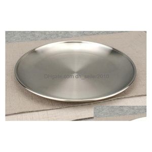 Dishes Plates 14 17 20 23 26Cm Kroean Style Stainless Steel Dinnerware Dinner Dish Flat Plate Tableware Canteen Severing Tray Drop Del Dh3A4