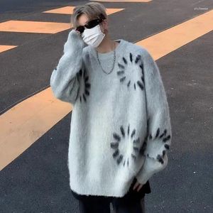 Męskie swetry zimowe retro unisex sweter moda prosta o nokrecie luźne swobodne kurtki z głównych ulic męskie pullover wierzchołki męskie ubrania