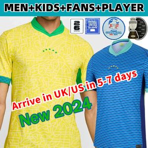 Brazils 2024 Copa America Cup Soccer Jerseys Camiseta de Futbol Paqueta Raphinha Football Shirt Maillot Quinhos Vini Jr Brasil Richarlison Men Kids Woman Woman