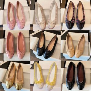 Classic Designer Shoes Black Ballet Flats flat shoes Women Brands Quilted Genuine Leather Slip on Ballerina Round Toe Ladies Dress Shoes Channel Zapatos De