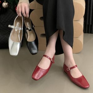 Nuove scarpe basse da donna moda punta quadrata scarpe basse da donna Mary Jane ballerine tacco piatto scarpe da balletto casual