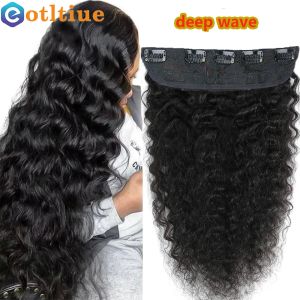 Piece One Piece Clip In Human Hair Extensions With 5 Clips Deep Wave Brazilian 100% Remy Hair Clip Total One Piece/Set 100g Hair Clip