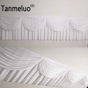 Pleated Ruched Table Skirts Wedding Decoration Colorful Valance Skirt Event Party Skirting with Swag 240307