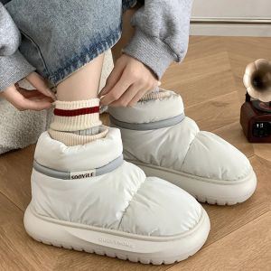 Stiefel BEBEAL WINTER PLUSH Women Snow Stiefel Mode warme dicke Boden wasserdichte Baumwollschnee Stiefel im Freien flauschige Knöchel Fuzzy Stiefel