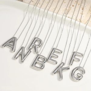 Pendant Necklaces Chunky Alphabet Balloon Letter Necklace A-Z Name Silver Color Bubble For Family Women Men Fashion Jewelry Gifts