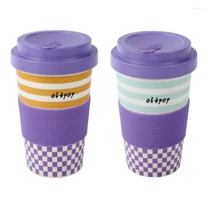 Coffee Pots Creative Bamboo Fiber Cup With Lid Heat-Resistant Water Bottle Beer Tea Drinkware Reusable Couple Mug Gifts
