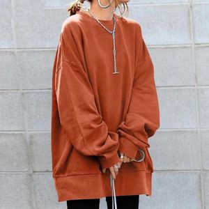 Kvinnors hoodies kvinnor solida färg tröjor avslappnad långärmad hoodie rund nacke tröja löst y2k kläder streetwear