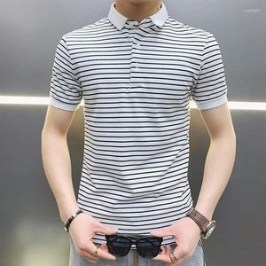 メンズポロスの服のストライプトップホワイトマンと首輪ティーシャツなしロゴポロTシャツ5xlストリートウェアポリエステルXL