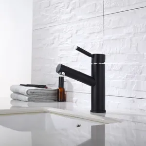 Bathroom Sink Faucets Matte Black Basin Faucet Swivel Spout Vessel Mixer Taps 360° Pull-out Handle Toilet Tap