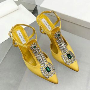 Pumps 2023 Luxury Women Pumps Rhinstone High Heels Sexy Pointed Toe Wedding Party Brand Fashion Shining Bridal Shoes