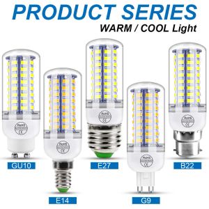 LED E27 المصباح الكهربائي E14 مصباح الذرة GU10 Spotlight 220V LAMPADA G9 BOMBILLA B22 AMPOULE توفير الطاقة LED لغرفة المعيشة المنزلية