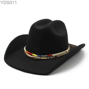 Wide Brim Hats Bucket Mens cowboy hat western cowgirl country Golf cap Party jazz top hats Horseback riding elegant mens Womens 2023 Beach outing 240319