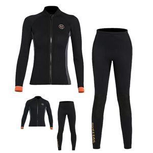 Tute Muta da sub in neoprene da 3 mm Muta da sub per uomo e donna Giacca da sub professionale Pantaloni tuta Zip frontale Nuovo