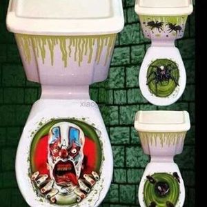 Toilet Stickers Halloween Skull Horror Toilet Board Sticker for Spider Clown with Blood Traces Scary Horror Decoration for Party 240319